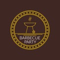 Barbecue party logo with BBQ or Grill oven outline icon. Vector illustration Royalty Free Stock Photo